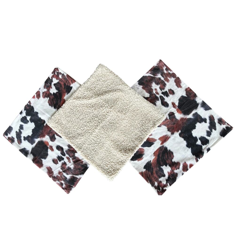 Western Rustic Pillow Covers set/3 horse faux fur 18” 16” natural home decor